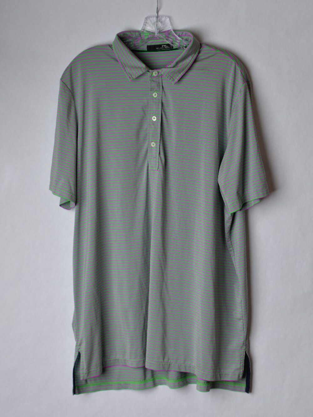 Ralph Lauren RLX Mens XL Purple Green Striped Hillwood Country Club Polo Shirt